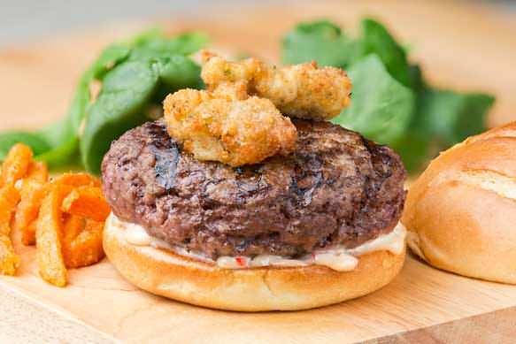 Po Boy Burgers with Crispy Oysters and Cajun Remoulade Po Boy Burgers with Crispy Oysters and Cajun Remoulade